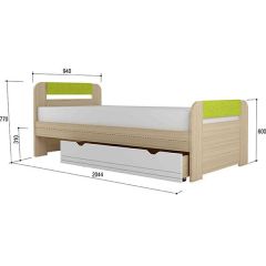 Кровать 900 + Подлокотники Стиль № 900.3 NEW (туя светлая/лайм) | фото 2
