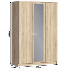Шкаф 3х дверный с зеркалом Веста СБ-2258 (Дуб Сонома) | фото 3