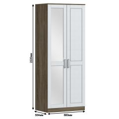 Шкаф 2х дверный с зеркалом Илона СБ-2666 (Дуб Сонома Трюфель/Сандал Белый) | фото 3