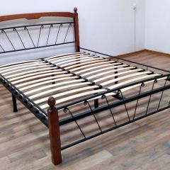 Кровать "Муза 1" КМД10  Черная (1400*2000) (ножки-махагон) с коваными изделиями | фото 2