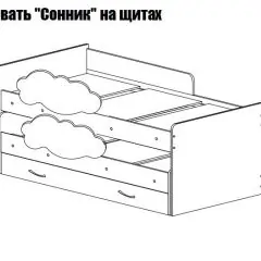 Кровать выкатная Соник на щитах (800*1600) с бортиком + ящик | фото 2
