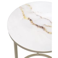 Журнальный стол Иберис 40х56 круглый белый / золото | фото 3