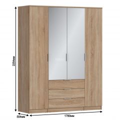 Шкаф 4х дверный с зеркалами Николь СБ-2595/1 (Дуб Сонома) | фото 3