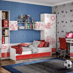 ВЕГА АЛФАВИТ Кровать 900 с настилом ЛДСП (Белый/Красный) | фото 2