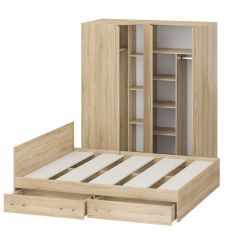 Спальня Стандарт 2-1800Я, цвет дуб сонома, ШхГхВ 183,5х203,5х70 + 171,2х81,2х200 см., сп.м. 1800х2000 мм., без матраса, основание есть | фото 4