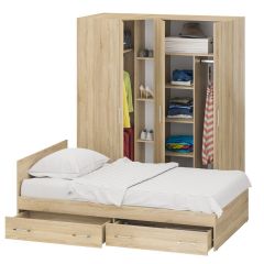 Спальня Стандарт 2-1200Я, цвет дуб сонома, ШхГхВ 123,5х203,5х70 + 171,2х81,2х200 см., сп.м. 1200х2000 мм., без матраса, основание есть | фото 3