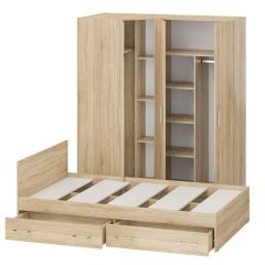 Спальня Стандарт 2-1200Я, цвет дуб сонома, ШхГхВ 123,5х203,5х70 + 171,2х81,2х200 см., сп.м. 1200х2000 мм., без матраса, основание есть | фото 4