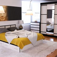 Сакура спальня № 1 Комод + Зеркало + Кровать 1600 + Тумба + Шкаф-купе 1500, сп.м. 1600х2000 мм., б/м, основание есть, ун. сб. | фото 5
